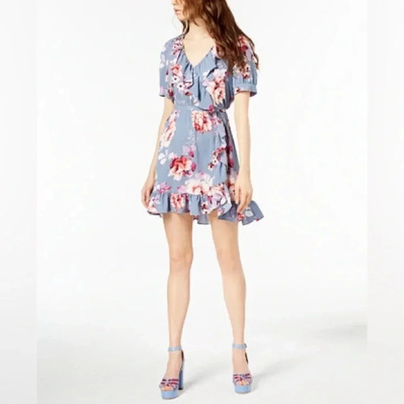 JILL JILL STUART Blue Floral Ruffled Wrap Dress Women’s Size XL NWT - Picture 3 of 8